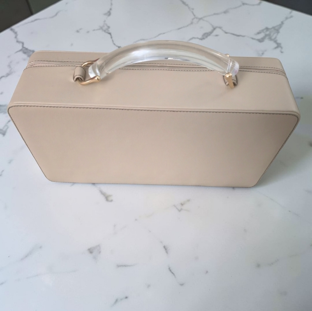 Vintage Estée Lauder Nude Makeup Case Acrylic Handle Retro Vanity Travel Bag - Picture 4 of 8
